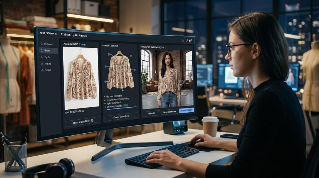 AI virtual try-on platform interface for fashion brands