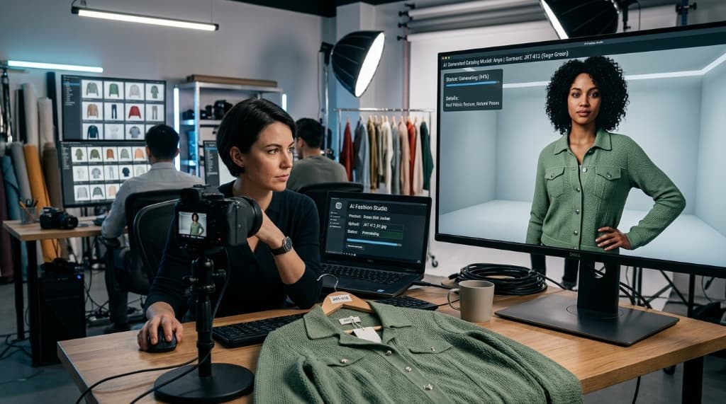Fashion manufacturer using AI studio software