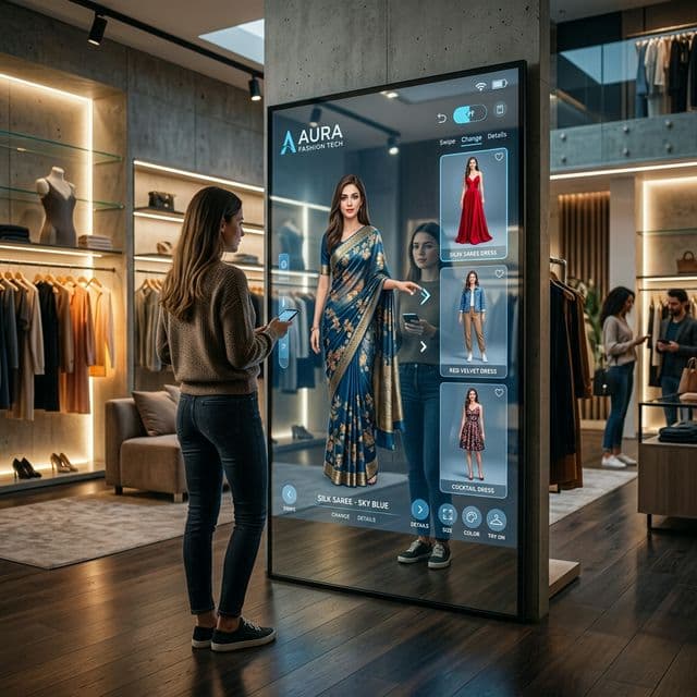 Virtual fitting room in a modern retail store